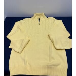 Izod yellow X-Large turtle neck knit sweater half zipper normalcore